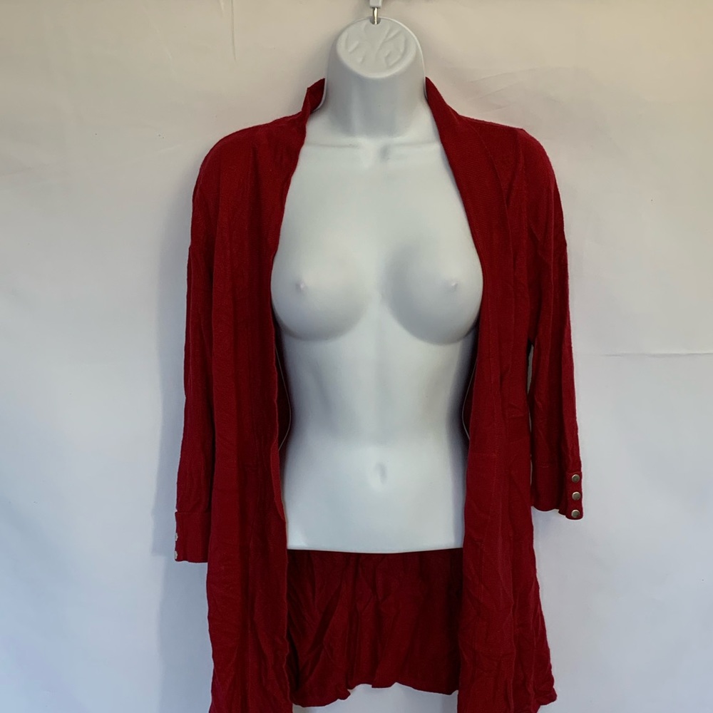 Red Open-Front Cardigan